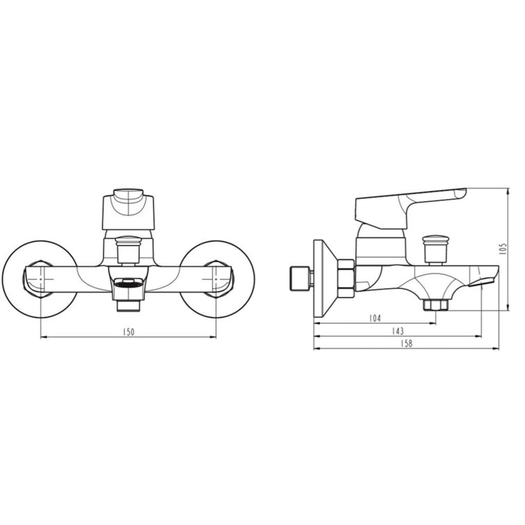 Belfry Bathroom Schütte Bath Shower Mixer Tap SCHÜTTE Chrome 105 mm